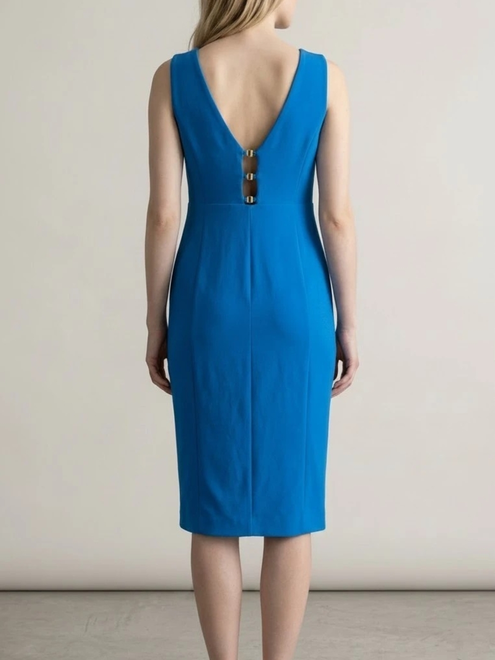 DKNY Classic V Front and Back Blue Dress - Picture 2 of 11